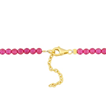 3 CT TGW Created Ruby Beaded Bracelet in Yellow Plated Sterling Silver