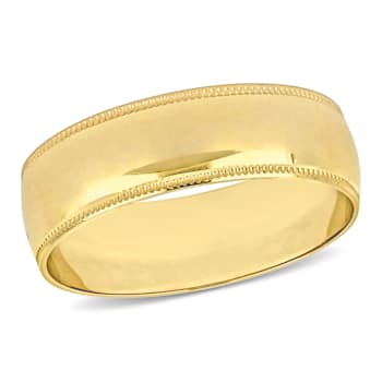 Men's 6mm Polished Finish Wedding Band in 10K Yellow Gold