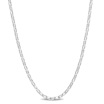 Fancy Rectangular Rolo Chain Necklace in Sterling Silver