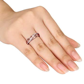 Diamond Crossover Ring in 18K Rose Gold Over Sterling Silver