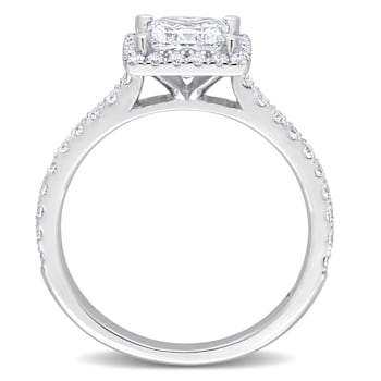 1 1/2 CT TGW Lab Grown Diamond with Tsavorite Accent Halo Engagement
Ring in 14K White Gold