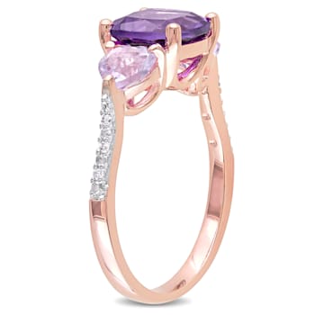 2 1/5 CT TGW Multi-Gemstones and Diamond Accent  Ring in Rose Gold
Plated Sterling Silver