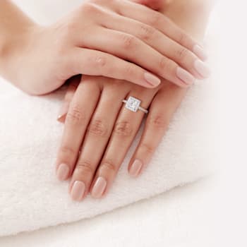 1 1/2 CT TGW Lab Grown Diamond with Tsavorite Accent Halo Engagement
Ring in 14K White Gold