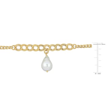 9MM Freshwater Cultured Pearl with Link Chain Bracelet in Yellow Plated
Sterling Silver