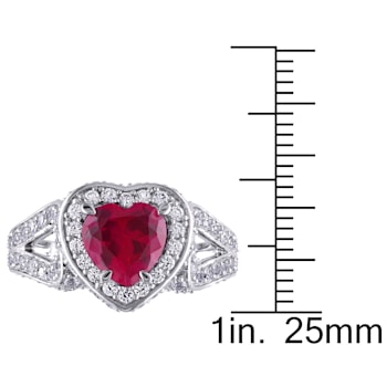 5 CT TGW Created Ruby and Created White Sapphire Heart in Sterling Silver