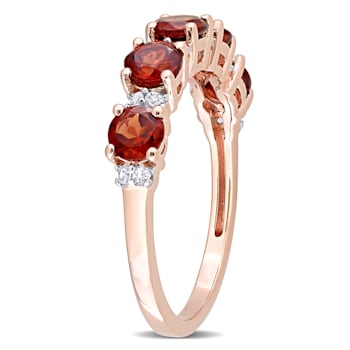 1 3/5 CTW Garnet and White Topaz Semi-Eternity Ring in Rose Plated
Sterling Silver