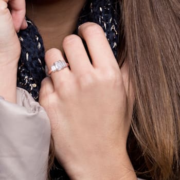 2-3/4 CT DEW Created Moissanite 3-Stone Engagement Ring in 10K Rose Gold