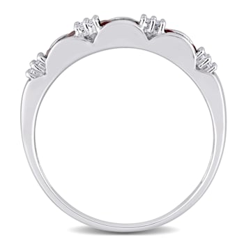 1/2 CT TGW Ruby and Diamond Accent Eternity Ring in 10K White Gold