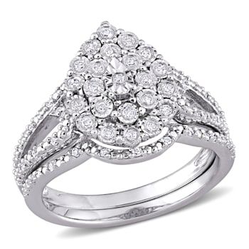 1/4 CT TW Diamond Vintage Ring Set Set in Sterling Silver