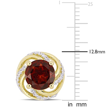 4 1/3 CT TGW Garnet and White Topaz Swirl Stud Earrings in Yellow Plated
Sterling Silver