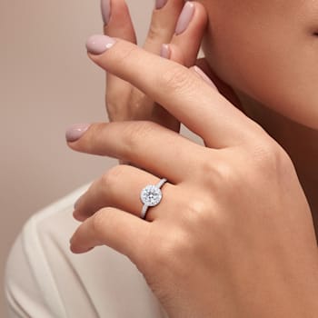 1 1/3 CT TW Lab-Grown Diamond Halo Ring in 14K White Gold