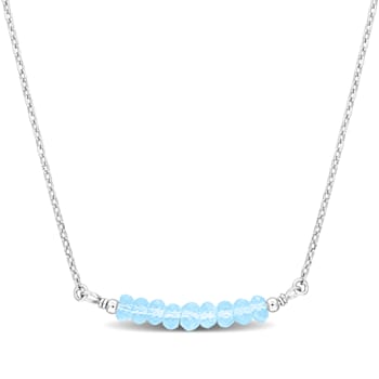 2 3/4ctw Sky Blue Topaz Bead Bar Necklace in Sterling Silver