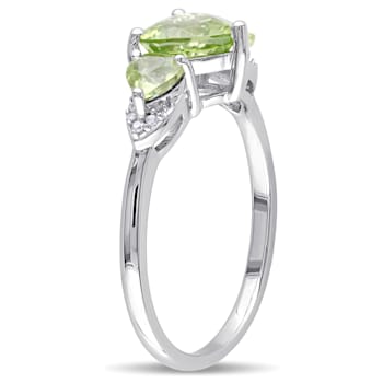 1 7/8 CT TGW Peridot and Diamond Accent Heart Ring in Sterling Silver