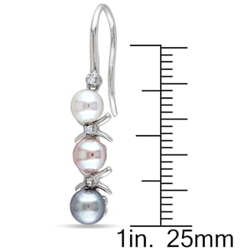 4.5-5MM Multicolor Freshwater Cultured Pearl and Diamond Accent Drop
Earrings in Sterling Silver