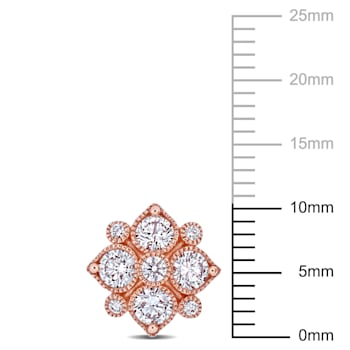 1 CT TW Diamond Square Stud Earrings in 14k Rose Gold