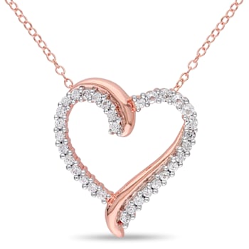 3/4 CT TGW Created White Sapphire Crossover Heart Pendant with Chain in
Rose Plated Sterling Silver