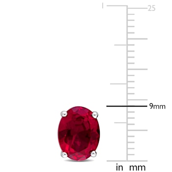 5 7/8 CT TGW Oval Created Ruby Stud Earrings in Sterling Silver