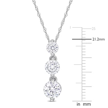 1 2/5 CT DEW Created Moissanite Graduated 3-Stone Pendant with Chain in
Sterling Silver