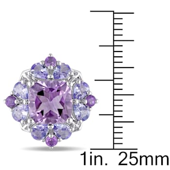 5 7/8 CT TGW Amethyst and Tanzanite Fashion Earrings in Sterling Silver