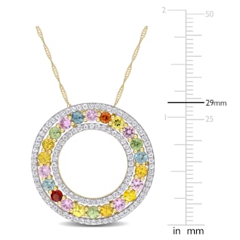 4 1/10 CT TGW Multi-Color Sapphire Circle Pendant with Chain in 14K
Yellow Gold