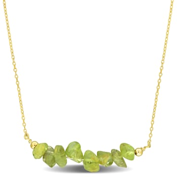 1 4/5 CT TGW Peridot Bead Necklace in Yellow Plated Sterling Silver