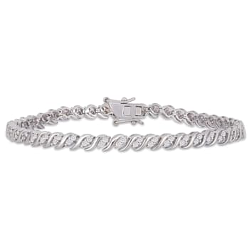 1 CT TW Diamond S-Shape Tennis Bracelet in Sterling Silver