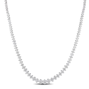25 CT TGW Cubic Zirconia Tennis Necklace in Sterling Silver