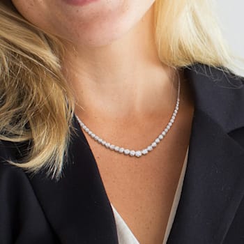 4 5/8 CT DEW Created Moissanite Semi-Tennis Necklace in Sterling Silver