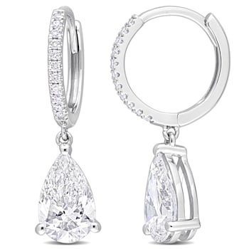 2 1/10 CT TGW Lab Grown Diamond Huggie Charm Earrings in 14K White Gold