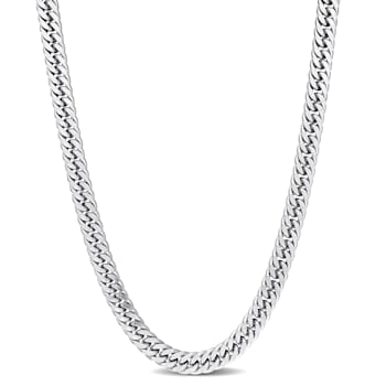 5.5MM Double Curb Link Chain Necklace in Sterling Silver
