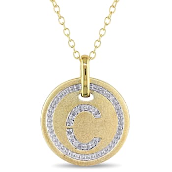 Diamond Initial "C" Pendant with Chain in 18K Yellow Gold Over
Sterling Silver
