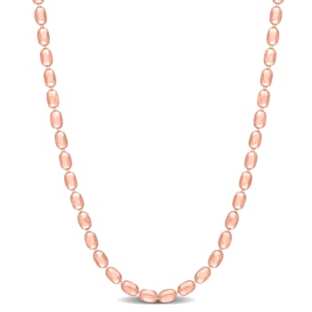 Oval Ball Chain Necklace in Rose Plated Sterling Silver