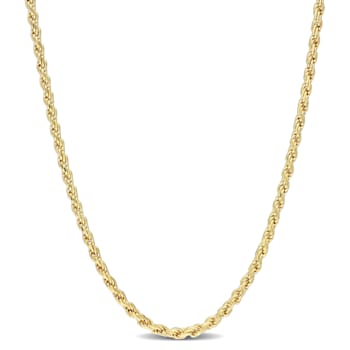 2.2MM Rope Chain Necklace in Yellow Plated Sterling Silver