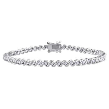 1/2 CT TW Diamond S-Shape Tennis Bracelet in Sterling Silver