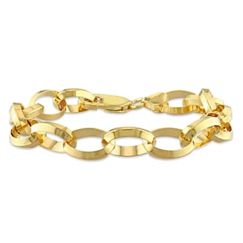10.5MM Rolo Chain Bracelet in 18K Yellow Gold Over Sterling Silver