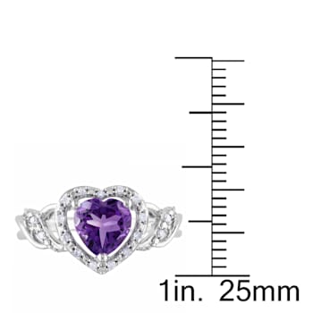 1 1/10 CT TGW Amethyst and 1/10 CT TW Diamond Open Heart Crossover Ring
in Sterling Silver