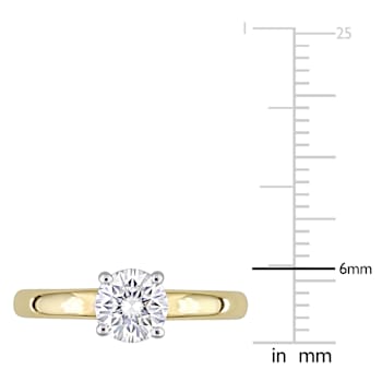 3/4 CT DEW Created Moissanite Solitaire Engagement Ring 14K Yellow Gold