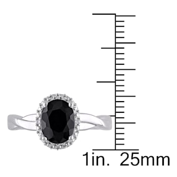 1 3/5 CTW Black Sapphire and Diamond Crossover Ring in Sterling Silver