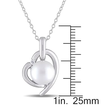 8.5-9MM Freshwater Cultured Pearl and Diamond Pendant with Chain in
Sterling Silver