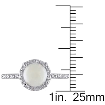 4/5 CT TGW Opal and Diamond Accent Halo Ring in Sterling Silver