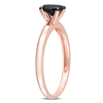 1/2 ct Black Diamond Solitaire Engagement Ring in 14K Rose Gold