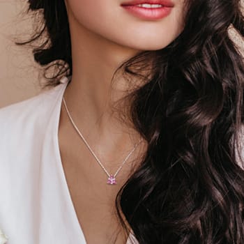 1 1/2 CT TGW Created Ruby and Created White Sapphire 3-Stone Pendant
with Chain in Sterling Silver