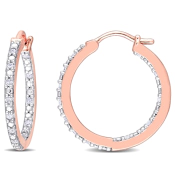 1/4 CT TW Diamond Inside Outside Hoop Earrings in Rose Gold Over
Sterling Silver