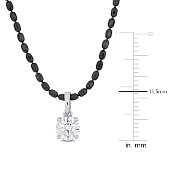 1 CT DEW Created Moissanite Solitaire Pendant, Diamond Cut Chain
Sterling Silver with Black Rhodium