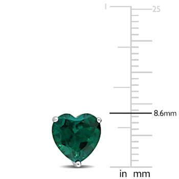 3 CT TGW Heart Shape Created Emerald Stud Earrings in Sterling Silver