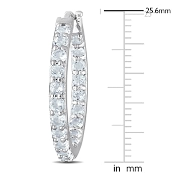 2-3/8ctw Aquamarine Inside-Outside Hoop Earrings in Sterling Silver