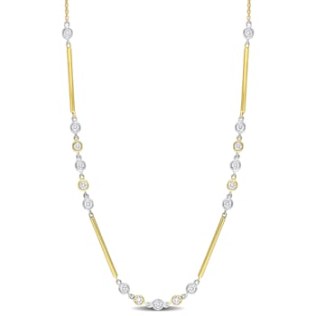 3/8 CT TW Diamond Station Necklace in 14K 2-Tone Gold