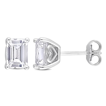 3 1/5 CT TGW Emerald Cut Created White Sapphire Stud Earrings in
Sterling Silver