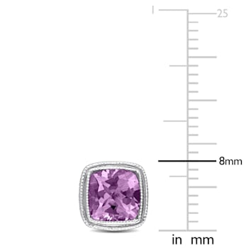 1 3/4 CT TGW Cushion Amethyst Stud Earrings in Sterling Silver
