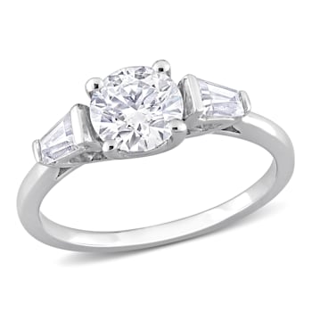 1 1/5 CT TGW Created Moissanite 3-Stone Ring in Sterling Silver